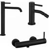 Parama Set miscelatori: lavabo alto bidet senza scarico ed esterno doccia nero opaco | Bette
