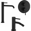 Parama Set miscelatori: lavabo alto bidet senza scarico e incasso doccia c/deviatore nero opaco | Bette