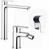 Parama Set miscelatori: lavabo alto bidet senza scarico e incasso doccia monocomando cromato | Jane