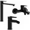 Parama Set miscelatori: lavabo alto bidet senza scarico ed esterno vasca c/rubinetto nero opaco | Jane