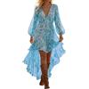 MOKBAY Vestiti Estivi Donna, Gonna Copricostume Mare, Abito Lungo Estivo, Scollo a V Maniche Lunghe Vestitini Moda Lungo Midi Taglie Forti Curvy Eleganti Estivi Lunghi Lunga Vestito Donna Estivo Curvy, XL