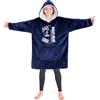 CityComfort Felpa Coperta Bambino - Felpe Oversize con Cappuccio in Morbido Pile Taglia Unica - Regalo per Gamer (Blu Gaming)