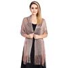 LumiSyne Donna Scialle Stola Metallici Scintillanti Con Fibbia Ad Anello Tinta Unita Glitter Nappe a Frange Foulard Lunga Leggero Stola Elegante Per Abito Da Sera Sposa Matrimonio Cerimonia Festa