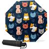 GISPOG Ombrello pieghevole automatico, grazioso gatto animale impermeabile compatto sole e pioggia ombrello da viaggio per donne e uomini, Colore unico, Taglia unica