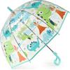 Rylae Ombrello per Bambini con Manico, Ombrello trasparente con Modello, 70cm/27,5 Cupola Apertura 8 nervature manuale Antivento e Antipioggia per bambini di 3-8 Anni (Dinosauro)