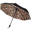 GISPOG Ombrello pieghevole automatico, leopardo nero su marrone impermeabile compatto sole e pioggia ombrello da viaggio, Colore unico, Taglia unica