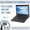 Dell Notebook 12,5" Dell Latitude E7250 Cpu Intel i5-5300u Ram 8gb SSD 120gb W11 A-