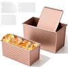 Keltorio 2 stampi per pane con coperchio, teglia per pane tostato con coperchio, antiaderente, teglia per pane adatto per cuocere pane, dolci e torte, 21 × 11,5 × 11 cm e 19 × 9,5 × 8 cm