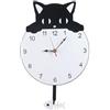 Todikaper Orologio da parete a forma di gatto nero con pendolo a coda oscillante, silenzioso a batteria, orologio decorativo per casa, ufficio, camera da letto, 40 x 25 cm