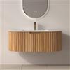 KAMALU Mobile bagno curvo 100 cm cannettato con lavabo integrato | KAM-NORTH-P100