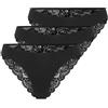 ONLY ONLCHLOE Lace Brazil 3-Pack Noos Acc Donna Slip Nero 90% Poliammide, 10% elasthane