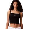 Calvin Klein Donna Canotta Woven Label Cami a Costine, Nero (Black), L