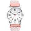 JewelryWe Orologio unisex con cinturino elastico: orologio da polso al quarzo analogico con data 24 ore, quadrante militare elasticizzato intrecciato, Rosa, Casual