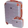 BERTOO Set di valigie Firenze Silver 2 in 1 (valigia grande + beauty case) - Guscio rigido in ABS resistente, 4 ruote girevoli rimovibili, lucchetto a combinazione