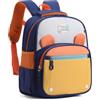 PROTAURI Zaino asilo bambina bambino con cinturino pettorale, con orecchie d'orso Zaino bambini riflettente e impermeabile, Zaino per asilo nido leggero DIN A4 per 2-6 anni, 10.7L, Blu scuro & Giallo