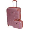 BERTOO Set di valigie rigide rosa da 2 pezzi, valigia con ruote in ABS e beauty case, ruote rimovibili, lucchetto a combinazione