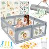 SPYLAVE Box Bambini 180X200cm Con Materasso, XXL Con Fondo Antiscivolo E Rete Traspirante, Tessuto Oxford 210D, Parco Giochi Per Bambini, Playpen, 60 Palline, 4 Manici