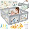 SPYLAVE Box Bambini 180X200cm Con Materasso, XXL Con Fondo Antiscivolo E Rete Traspirante, Tessuto Oxford 210D, Parco Giochi Per Bambini, Playpen, 60 Palline, 4 Manici