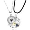 Tixiyu Collana magnetica Sun & Moon con 100 lingue I Love You Projection, collana coordinata per coppie, luna e sole, collana con cuore magnetico, per 2