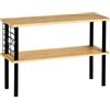 Kesper | Scaffale da cucina Materiale: bambù, metallo, dimensioni: 55 x 20 x 38 cm, 2 ripiani, griglia metallica con 3 ganci, colore: nero naturale | 58809