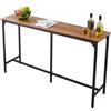 VEVOR Tavolo da Bar con Bordi Arrotondati e Design Orizzontale Estensibile, Tavolo da Pub Rettangolare da 1600 x 398 x 915 mm, Marrone Chiaro e Nero, Adatto per Minibar, Ufficio, Sala da Pranzo
