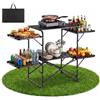 VEVOR Tavolo da Cucina Pieghevole Portatile, Cucina Postazione di Cottura Pieghevole 4 Tavolini Laterali con Borsa per Trasporto, Campeggio Viaggio in Camper Picnic Feste Barbecue all'Aperto