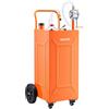 VEVOR Serbatoio Carburante Carrellato da 132,5 L in Acciaio al Carbonio, Carrello per Rifornimento Carburante, Pompa Manuale e 4 Ruote, per Benzina e Diesel, Auto, Tosaerba, ATV e Barche, Arancione