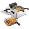 VEVOR Friggitrice Elettrica 5,2 Litri 2500 W in Acciaio Inox con Cestello, Friggitrice per Patatine Fritte Anelli di Cipolla da Cucina con Cestelli Termostato Timer, Protezione Surriscaldamento