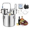 VEVOR Alambicco per Alcol Distillatore 30 L con Fusto Termometro per Grappa, Distillatore per Alcol in Acciaio Inox, Kit per Produzione Vino Whisky Uso Domestico, Temperatura 0℃ a 200℃, Fai da te