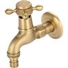 Fydun Rubinetto Ottone Esterno Vintage a Parete G1/2 - Fontana Giardino Anticato Monocomando per Lavanderia, Bagno, Lavatrice, Acqua Fredda (Breve)