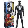 Hasbro Figurina Spider-Man, costume nero Deluxe, 30 cm, serie Titan, giocattolo supereroe Marvel, dai 4 anni in su