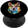 Corgi Puppy Lover PS Corgi Geometrico Pop Art Closeup Ritratto Cucciolo Faccia PopSockets PopGrip Adesivo