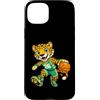 Bahaa's Tee Custodia per iPhone 15 Plus Leopard Basketball Mascot Dribbling Sports Graphic
