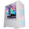 Mars Gaming MARSGAMING MC-VORTEX, Case Gaming MicroATX, Frontale Mesh Geometrico, Finestra Laterale in Vetro Temperato, 3x Ventole FRGB Rainbow 120mm, Mini Torre PC Compatta con Design a Doppia Camera, Bianco
