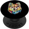 Pomeranian Puppy Lover PS Pomerania Geometrica Pop Art Closeup Ritratto Cucciolo Faccia PopSockets PopGrip Adesivo