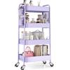 Urackify Carrello portaoggetti a 4 ripiani su ruote, viola