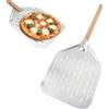 VIQIHEOE Pala per pizza perforata, 40 x 30 cm, pala per pizza da 12 pollici, pala per pizza in acciaio inox, pala per pizza con grande superficie, manico in legno rimovibile, per pizza fatta in casa