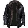 HiFacon - Giacca da uomo in pelle di pecora, colore: Nero Nero - Giacca in ecopelle in shearling M