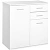 HOMCOM Cassettiera da Ufficio 2 Cassetti 2 Ante con Ripiano Regolabile Legno 71x35x76cm Bianco