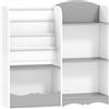 ZONEKIZ Scaffale Portagiochi per Bambini con Ripiani in Legno, 85x26x84cm, Grigio|Aosom