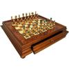 Italfama Set Scacchi Italfama Dorato Argentato Su Tavola In Legno Di Olmo Con Cassetto