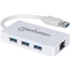 MANHATTAN Rete - Hub 3 Porte Usb 3.0 Con Adattatore Ethernet Gigabit