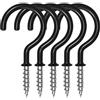 XFentech 36 Pezzi Ganci a Tazza - Nero Ganci per Soffitto in Metallo Gancio a Vite Rivestito in Plastica Ganci Avvitabili Ganci per Appendere Tazza Piante Luci - 1-1/4 Inch