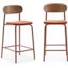 Calicosy - Set di 2 sgabelli in tessuto con gambe in metallo H66 cm - ADRIANA