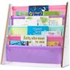 LIVIVO®, scaffale in legno per bambini, con tasche di facile accesso in morbido tessuto di nylon per proteggere i libri, dell'altezza perfetta per i piccoli lettori Pinks