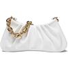 JOLLQUE Borsa a tracolla da donna, piccola borsa in pelle per ravioli, borsetta a mano, pochette da sera con catena dorata, bianco, Small