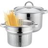 KLAUSBERG KB-7738 - Pentola per pasta in acciaio INOX, 3 pezzi, 7,5 l, 24 cm