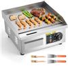 VEVOR Piastra Elettrica Commerciale 35,5 x 30 cm Piastra Elettrica per Cottura da 2000 W per Barbecue Ristorante Cucina, Superficie di Cottura Liscia Temperatura Regolabile tra 50-300 °C, Senza Spina