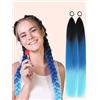 Ohobloom Hair 2 Pack Extension per Coda di Cavallo con Elastico Blu Sfumato Parrucca Sintetica Dritta per Donne Bambine Cosplay 26 Pollici