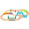 Small Foot 11491 Ferrovia di Legno Grande Viaggio, Legno, Set Ferroviario da Costruire, 40 Pezzi